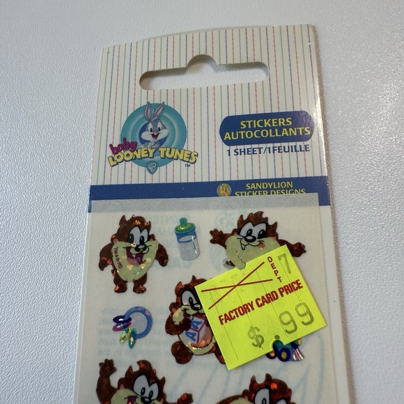 Vintage‎ SandyLion Stickers Looney Tunes Baby Taz Tazmanian Devil Foil Shimmer - Picture 1 of 3